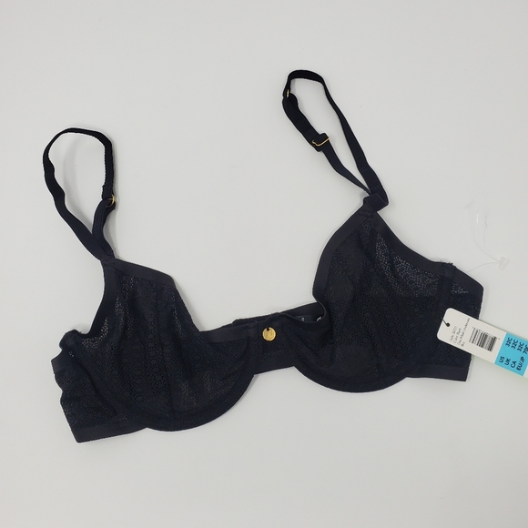 Sam Edelman Geo Mesh Underwire Bra Black - Picture 1 of 7
